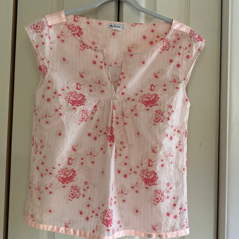 Ben Sherman Pink Flowered Cap Sleeve Blouse